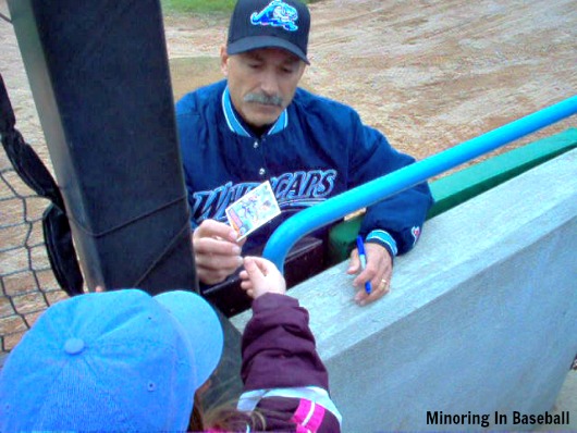 Brookens signs a baseball card for Lily back in 2007
