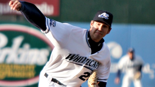 Luke Putkonen pitching for the Whitecaps back in 2009