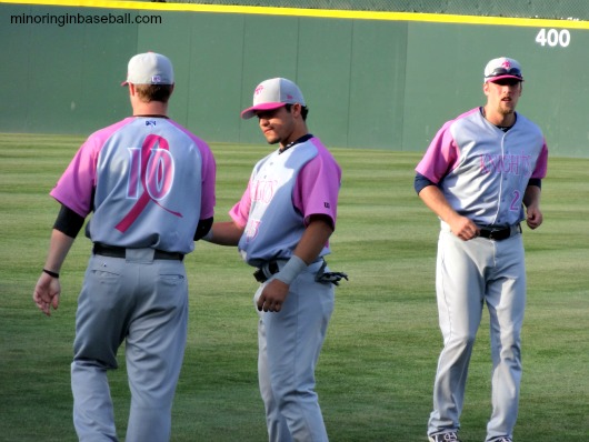The Knights were sporting their pink jerseys for breast cancer awareness