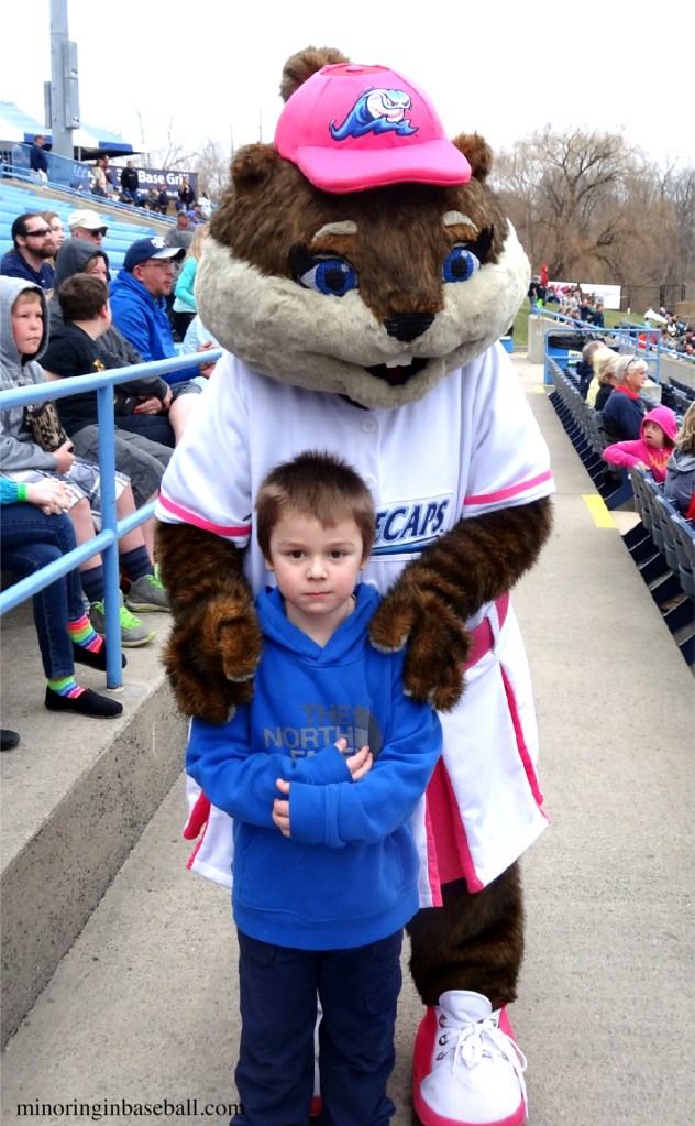 Brian was seriously happy to meet the Whitecaps new mascot, Roxy the River Rascal. Seriously...